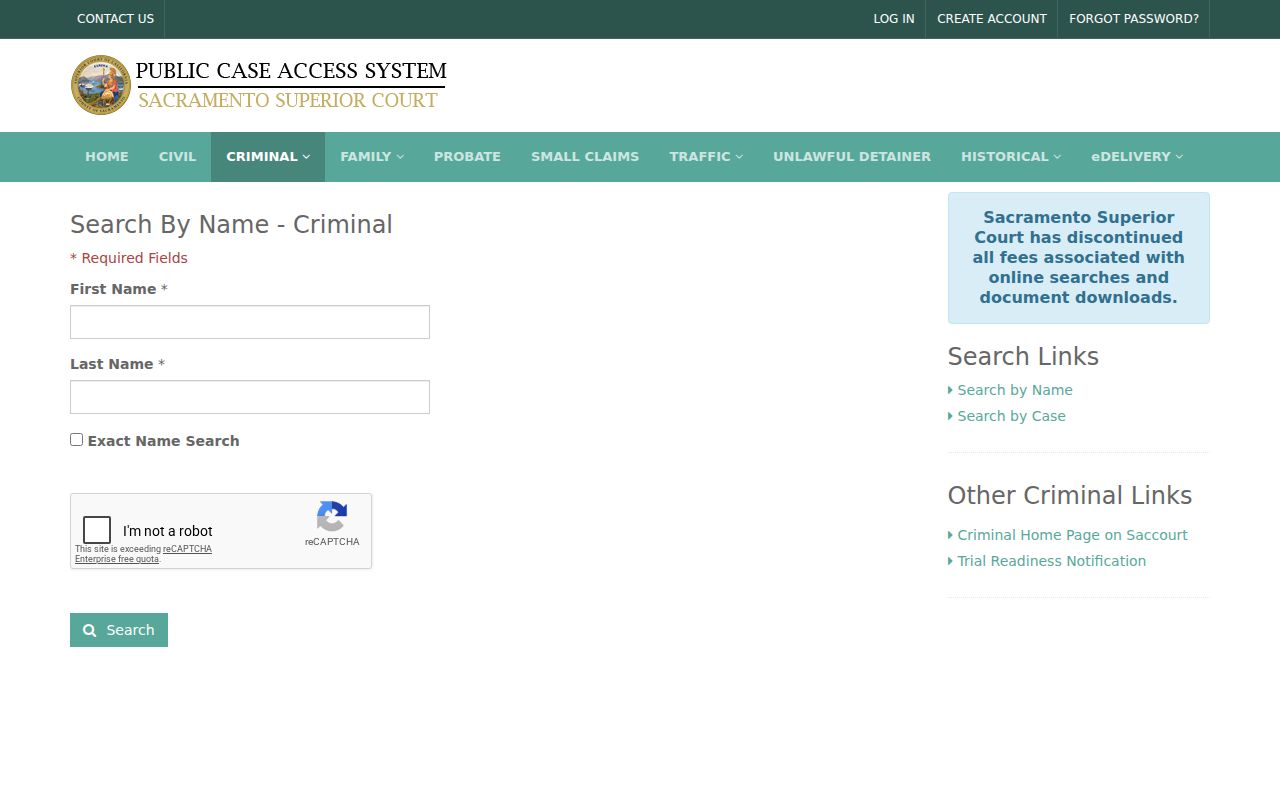 Elk Grove people search criminal case name form