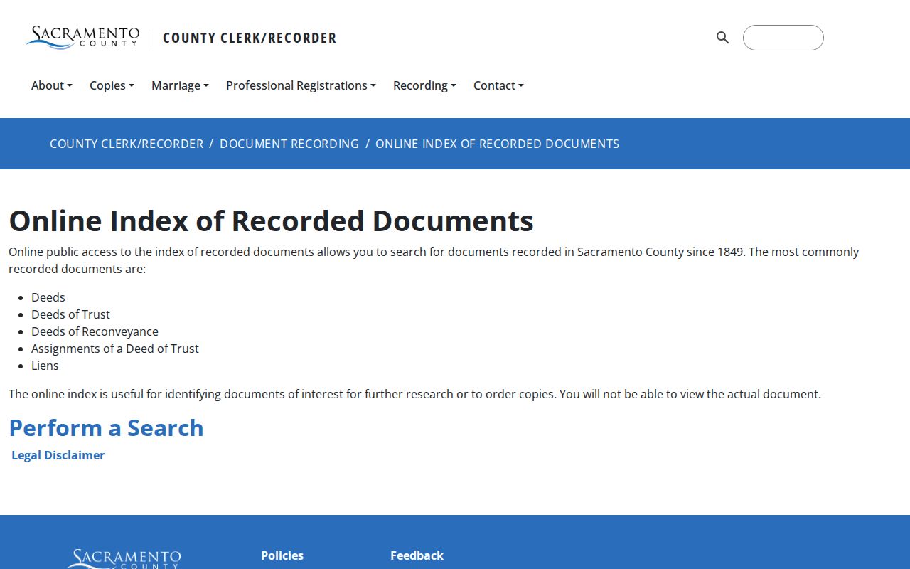 Elk Grove people search Sacramento County recorder index