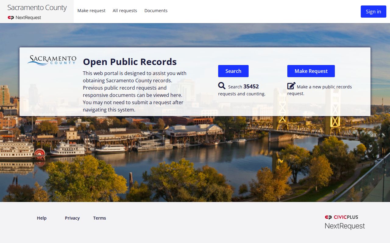 Elk Grove public records Sacramento County NextRequest portal
