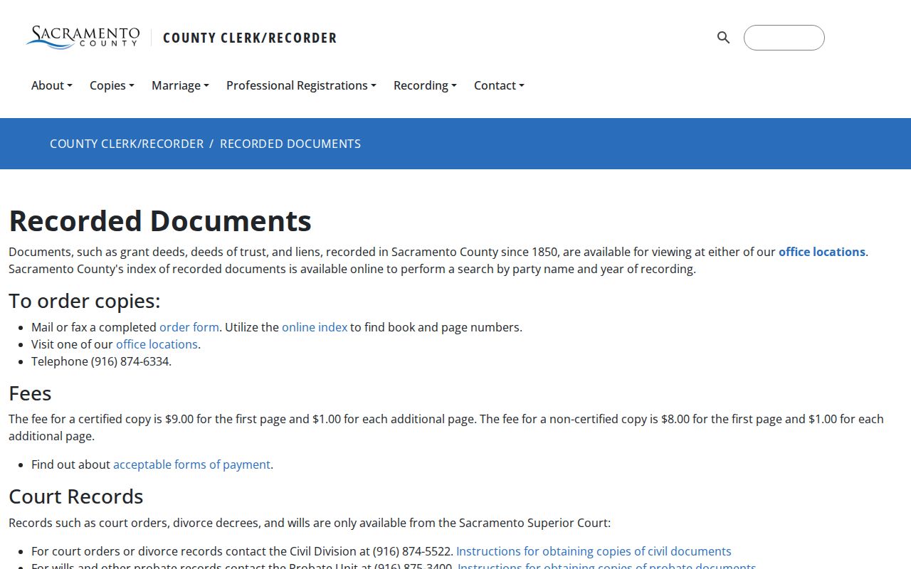 Elk Grove public records recorded document copy fees